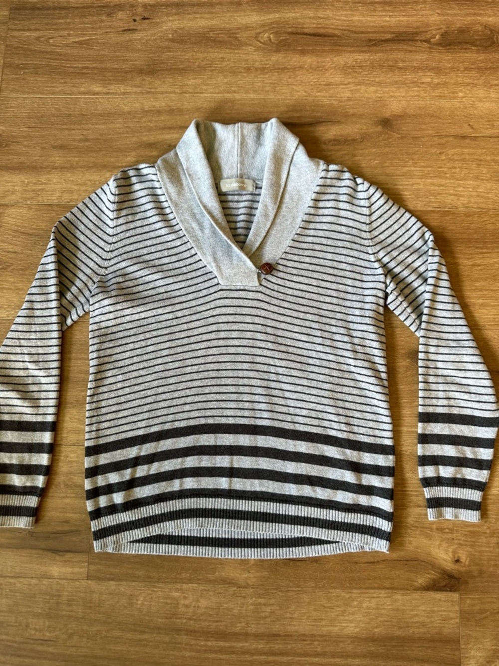 Liz Claiborne Gray and Black Striped Knit Sweater